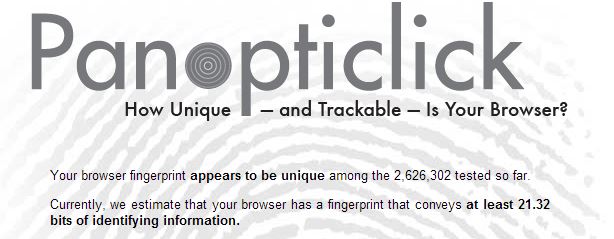 Panoticlick Browser Fingerprint Test