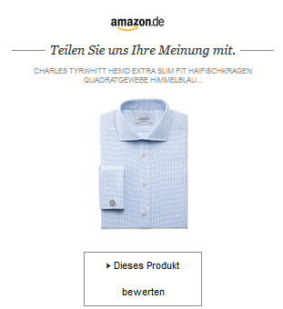 E- Mail Aufforderung Amazons zur Produktbewertung